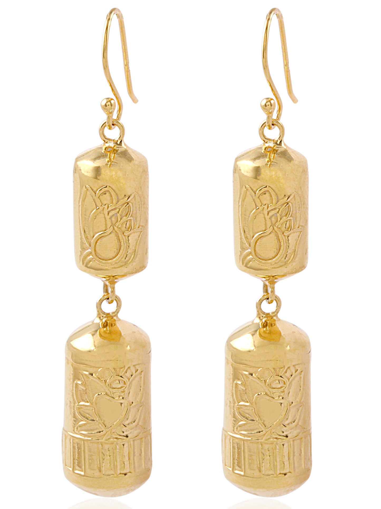 Double Lotus Drop Earrings