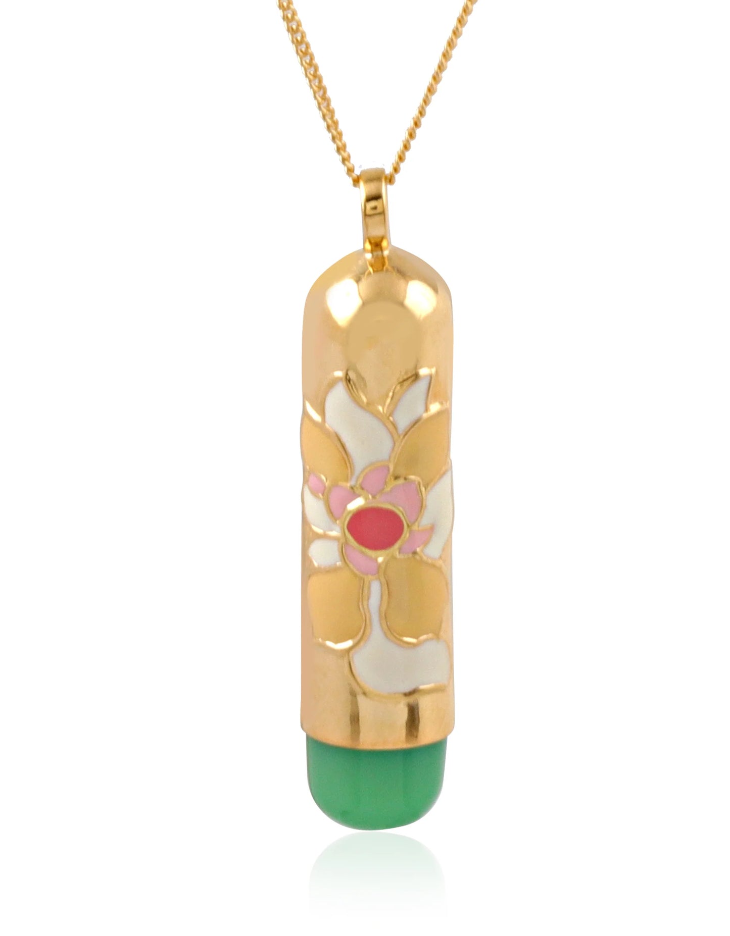 Blooming Lotus Enamel & Stone Pendant